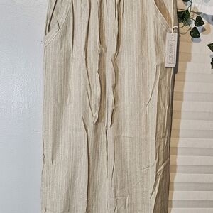 NWT Sienna Sky Linen Cream Striped Straight Leg Pants